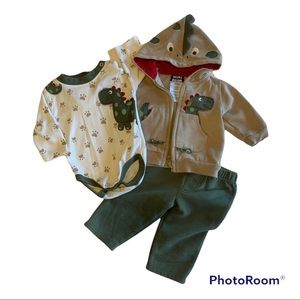 Dino Onesie/Hoodie/Pants - Size 3-6 mths